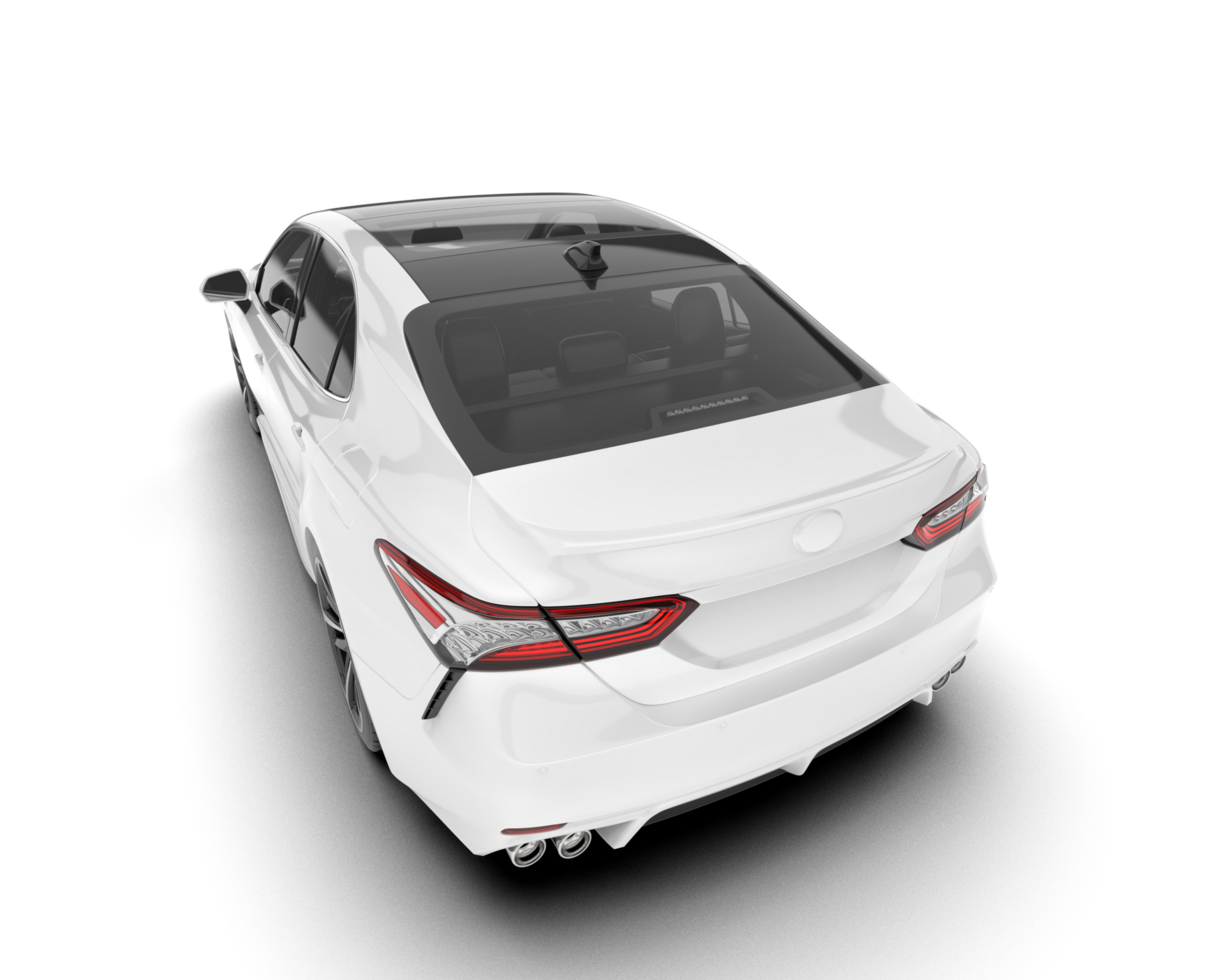 White modern car isolated on transparent background. 3d rendering - illustration png