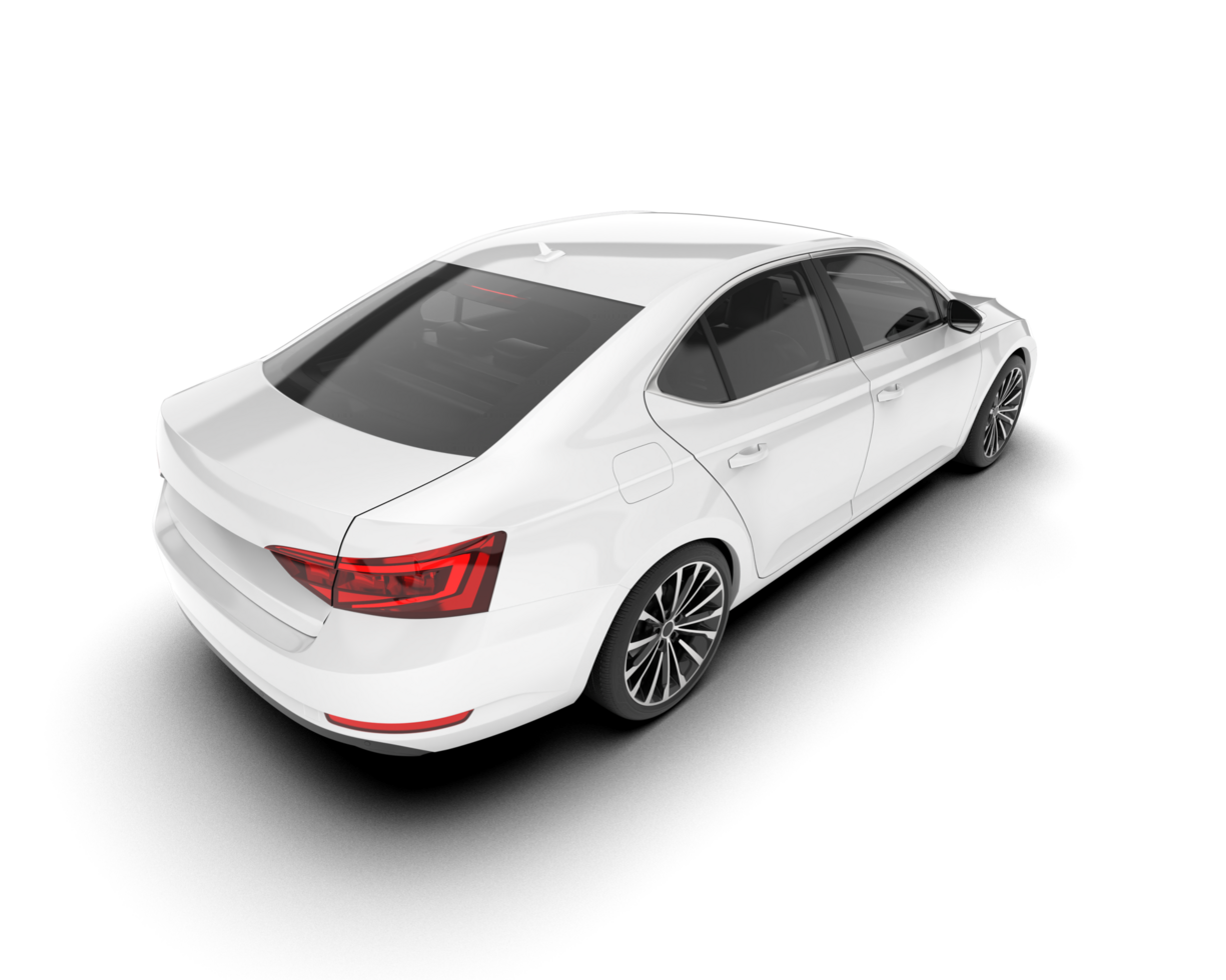 White modern car isolated on transparent background. 3d rendering - illustration png