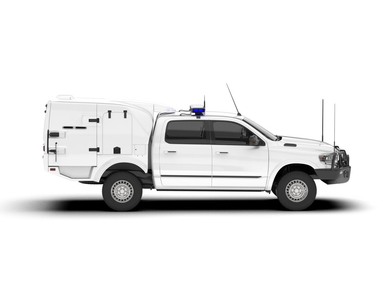 White pickup truck isolated on transparent background. 3d rendering - illustration png