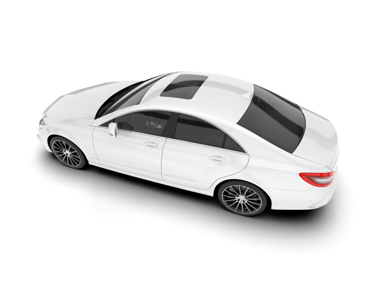 White modern car isolated on transparent background. 3d rendering - illustration png