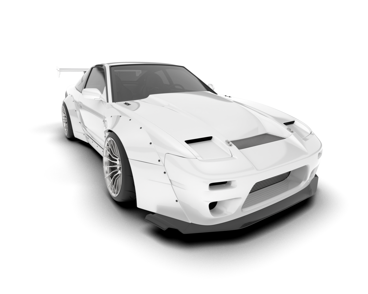 White sport car isolated on transparent background. 3d rendering - illustration png