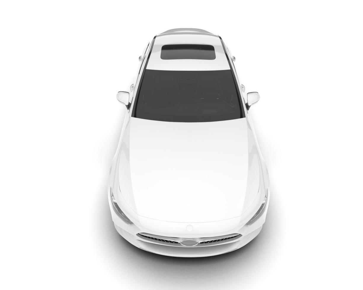 White modern car isolated on transparent background. 3d rendering - illustration png
