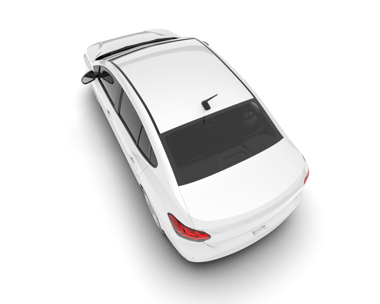 White city car isolated on transparent background. 3d rendering - illustration png