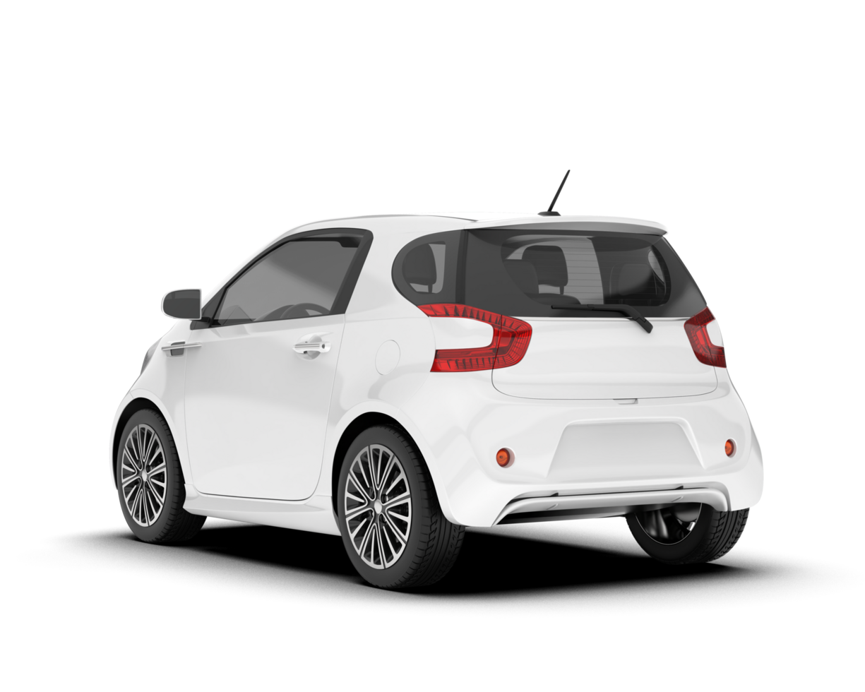White city car isolated on transparent background. 3d rendering - illustration png