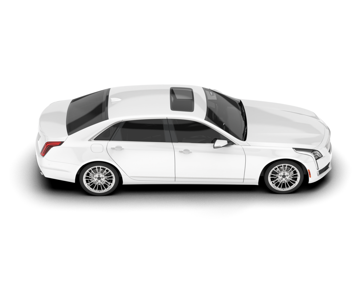 White city car isolated on transparent background. 3d rendering - illustration png