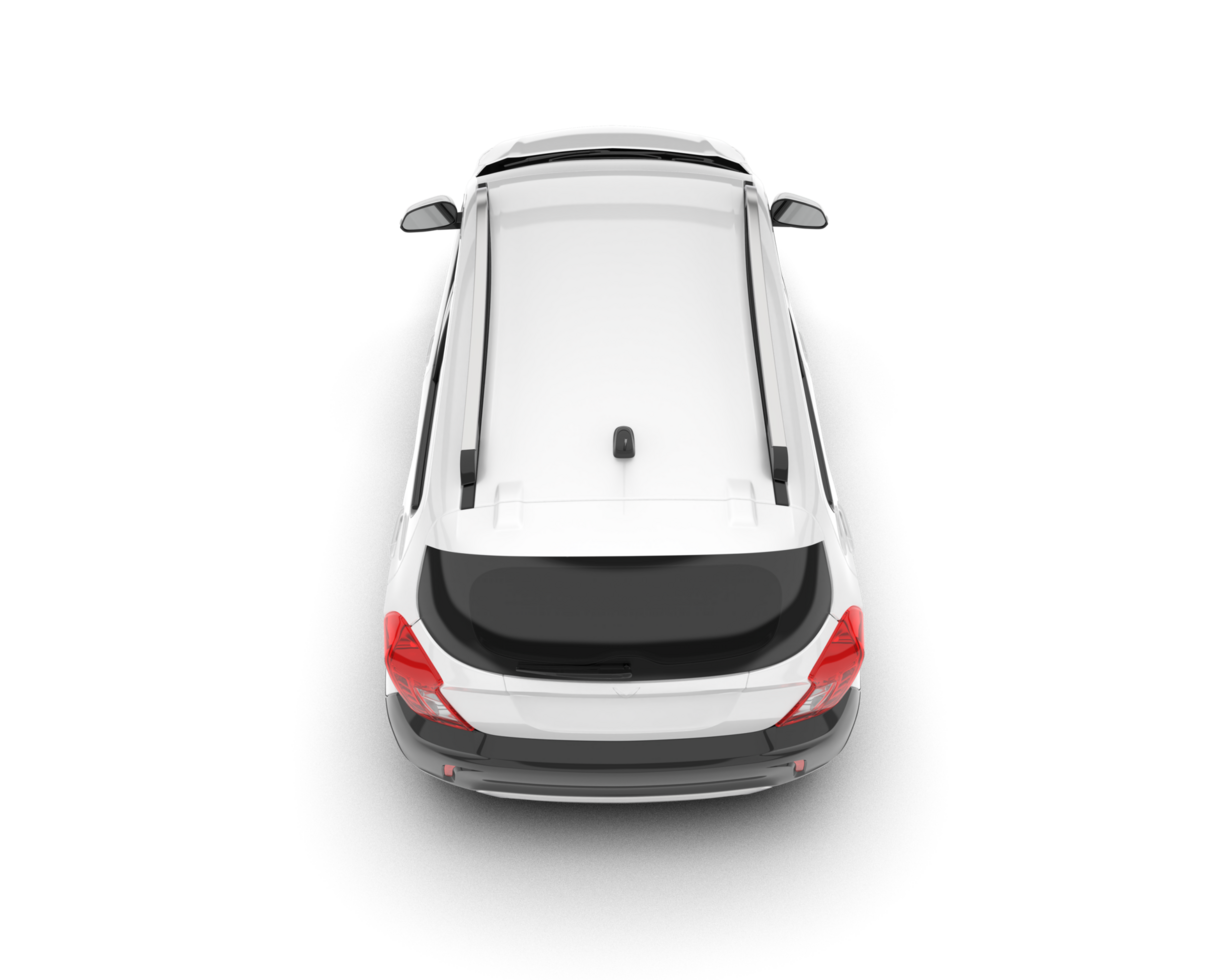 White city car isolated on transparent background. 3d rendering - illustration png