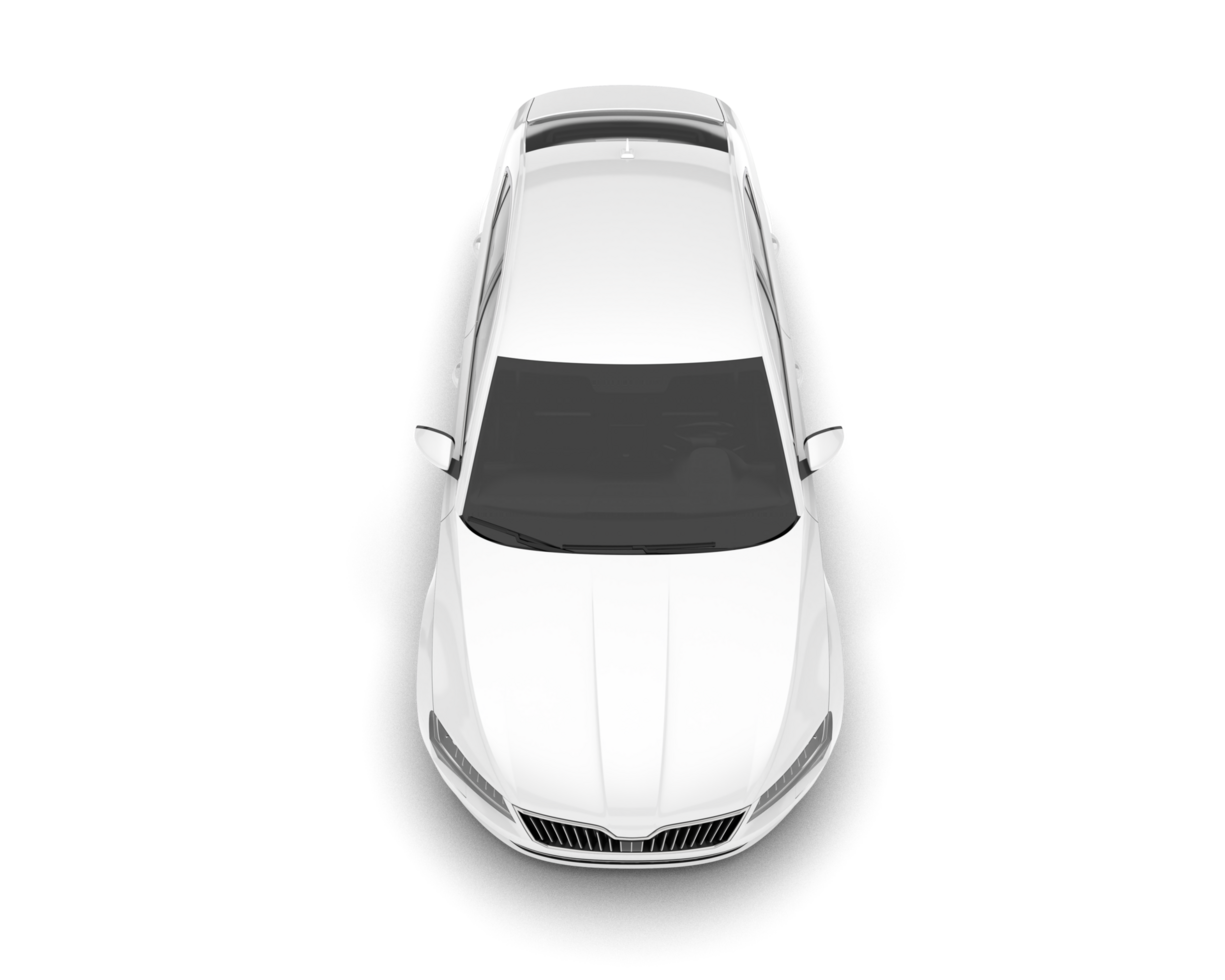 White modern car isolated on transparent background. 3d rendering - illustration png