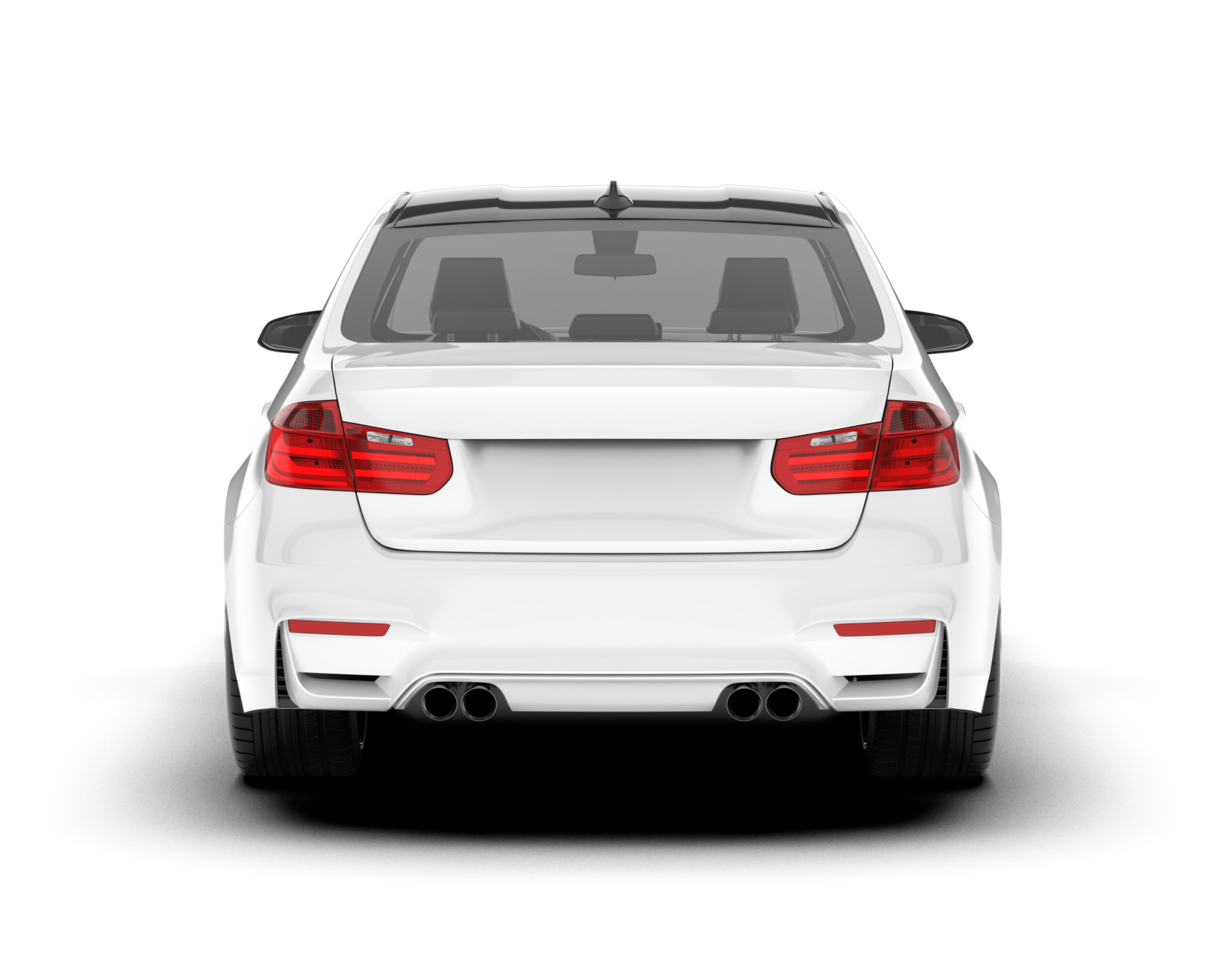 White city car isolated on transparent background. 3d rendering - illustration png