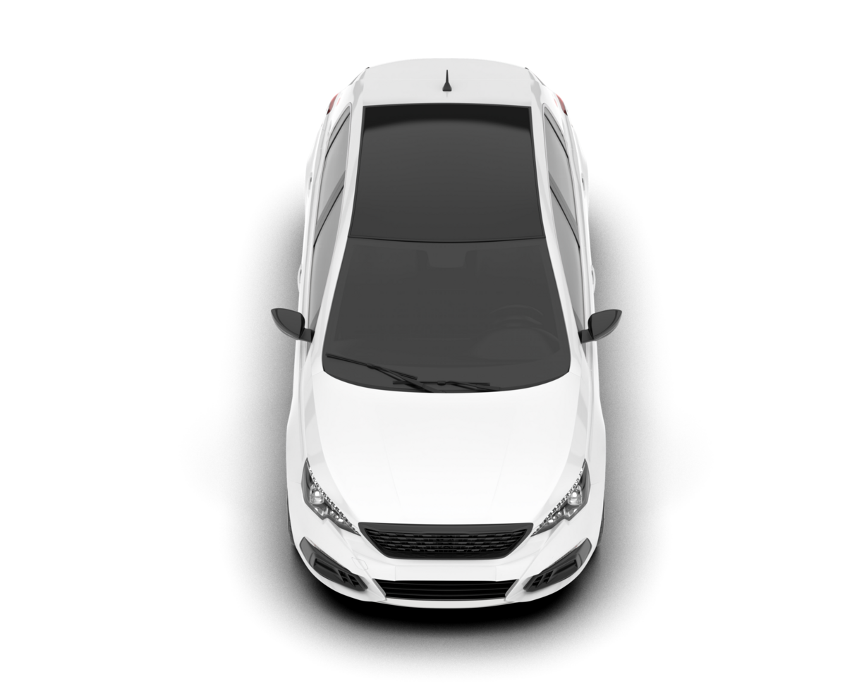 White city car isolated on transparent background. 3d rendering - illustration png