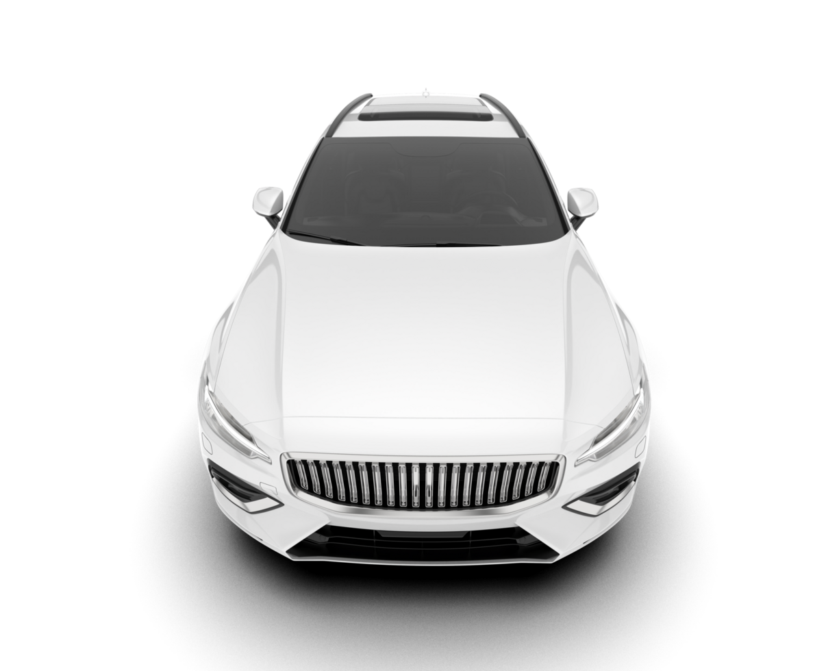 White modern car isolated on transparent background. 3d rendering - illustration png