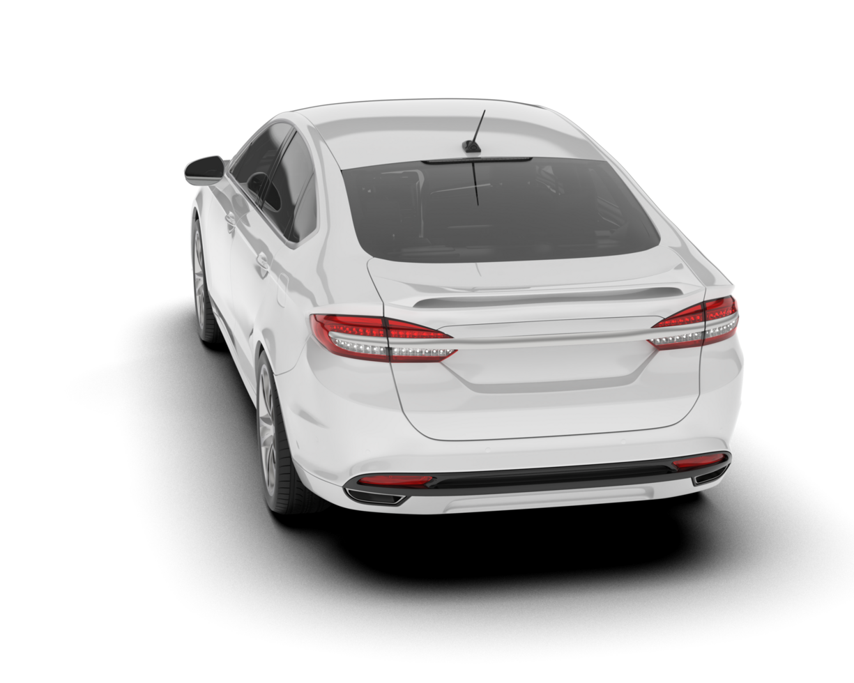 White modern car isolated on transparent background. 3d rendering - illustration png