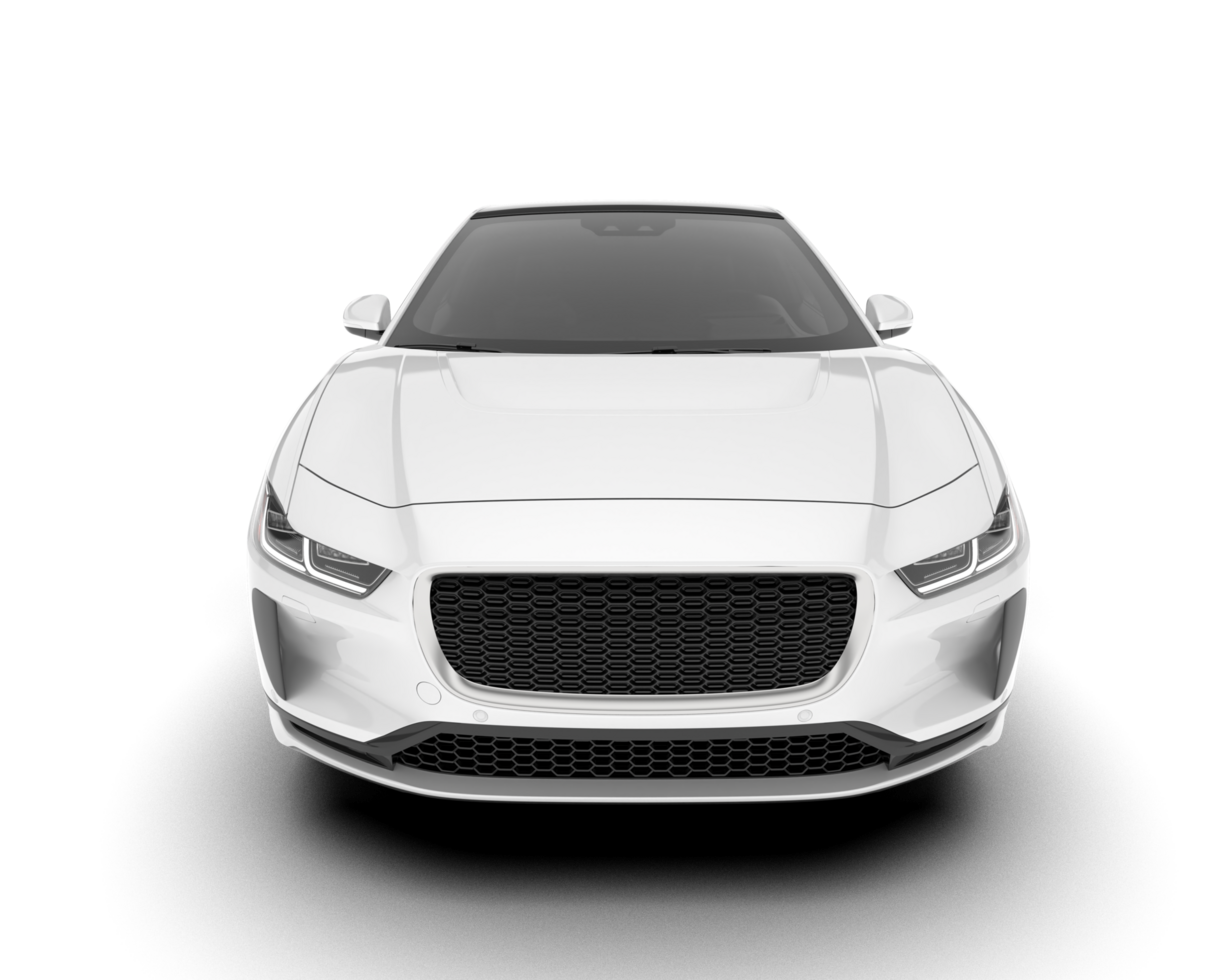 White city car isolated on transparent background. 3d rendering - illustration png