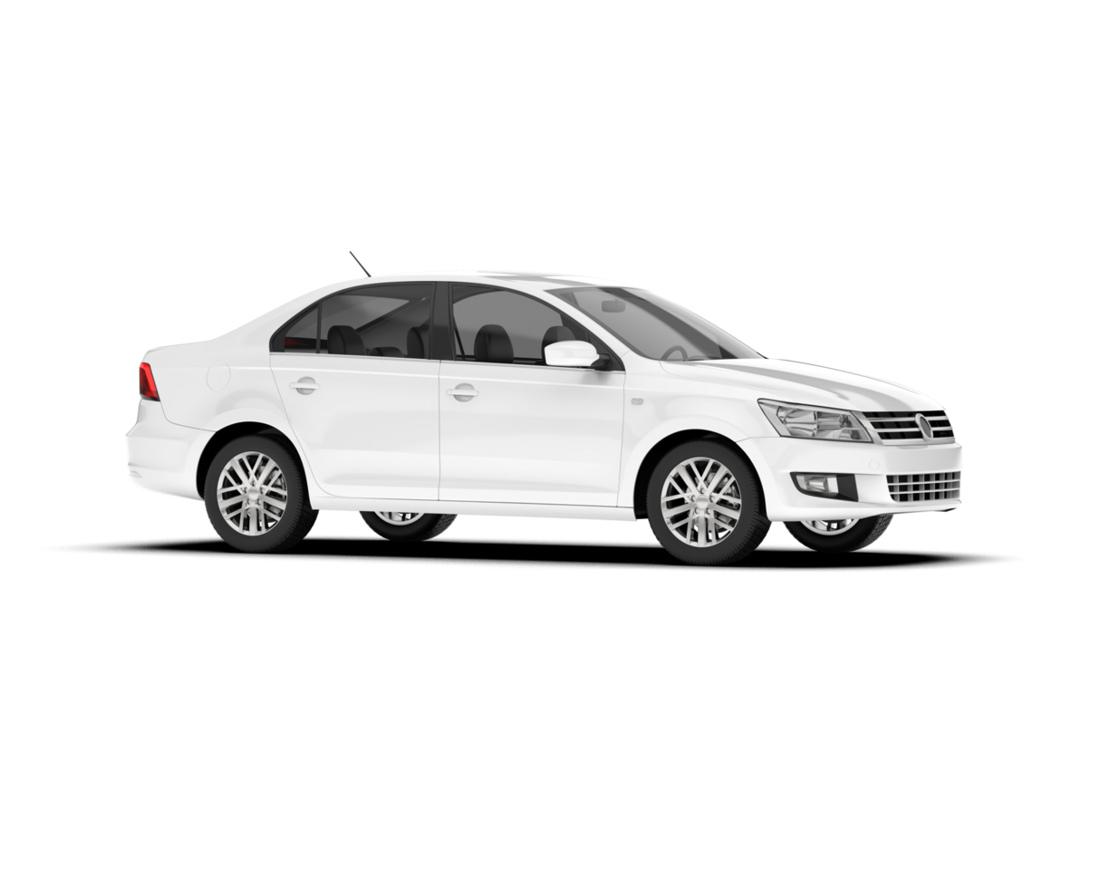 White city car isolated on transparent background. 3d rendering - illustration png