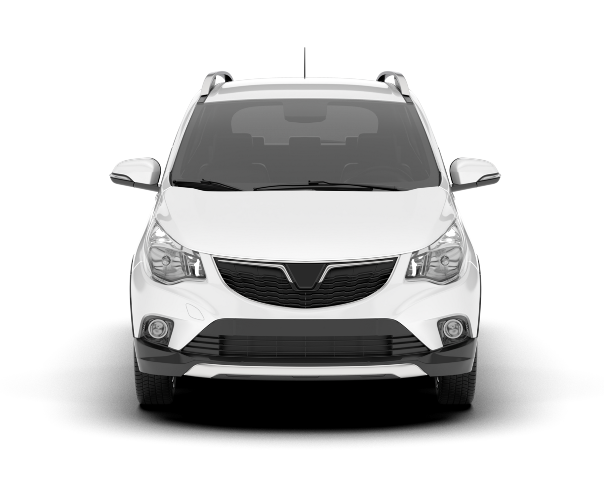 White city car isolated on transparent background. 3d rendering - illustration png