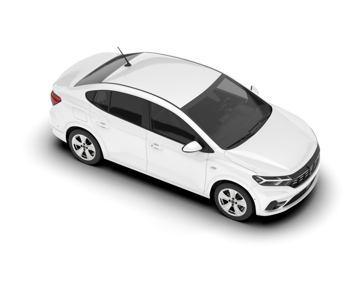 White city car isolated on transparent background. 3d rendering - illustration png