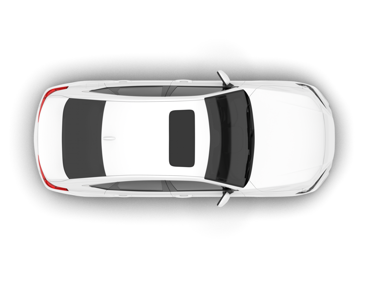 White city car isolated on transparent background. 3d rendering - illustration png