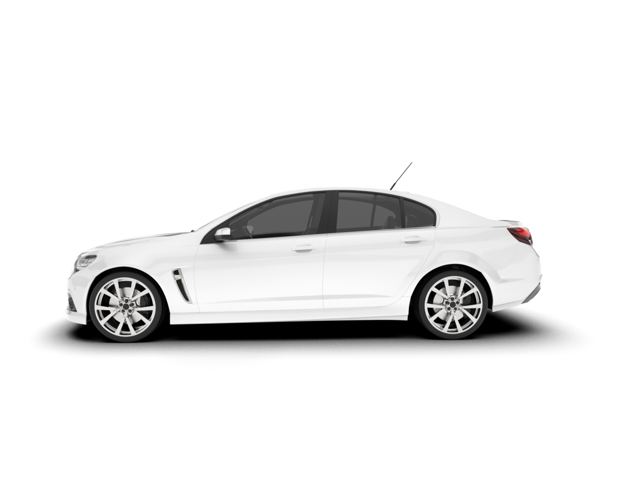 White modern car isolated on transparent background. 3d rendering - illustration png