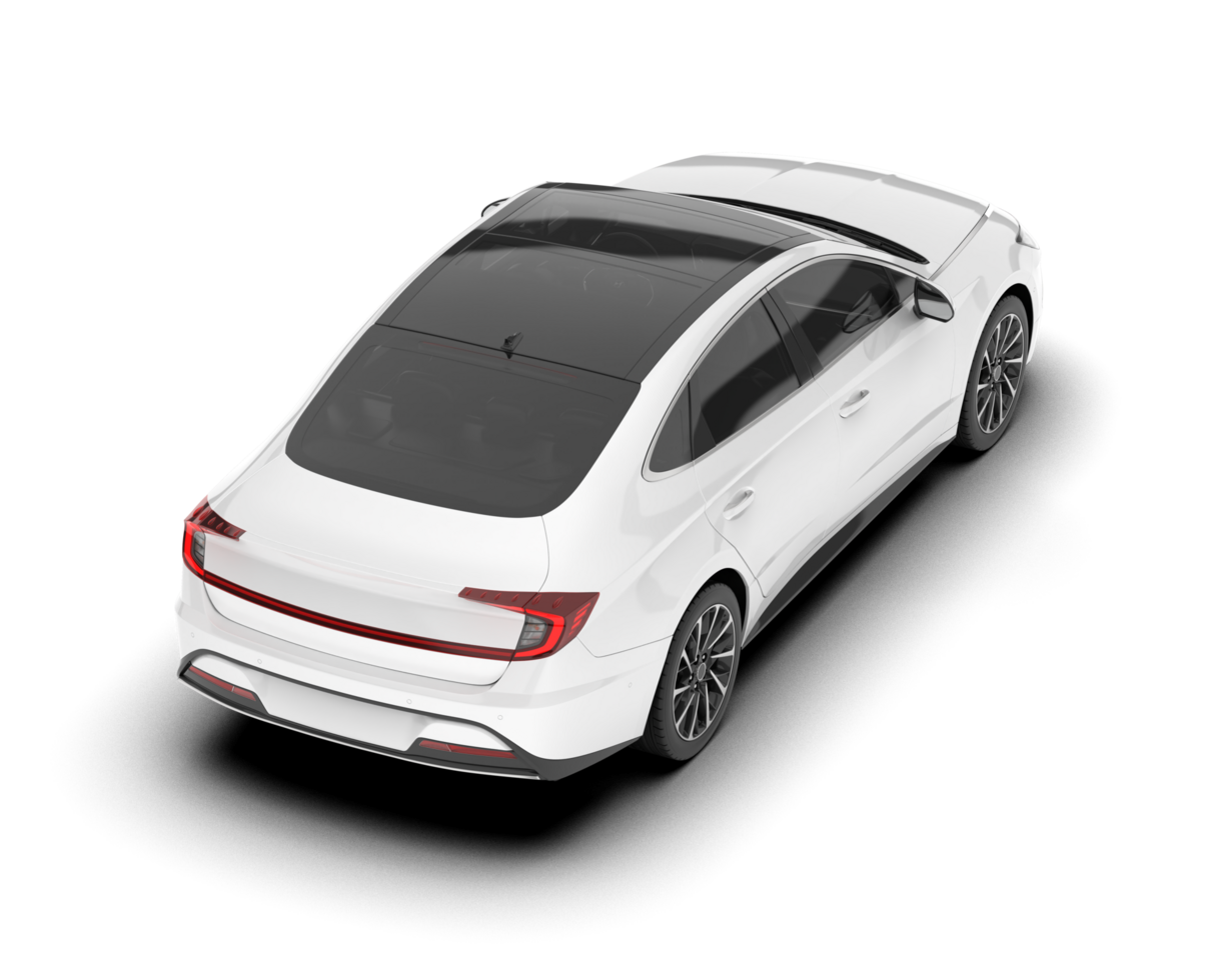 White modern car isolated on transparent background. 3d rendering - illustration png