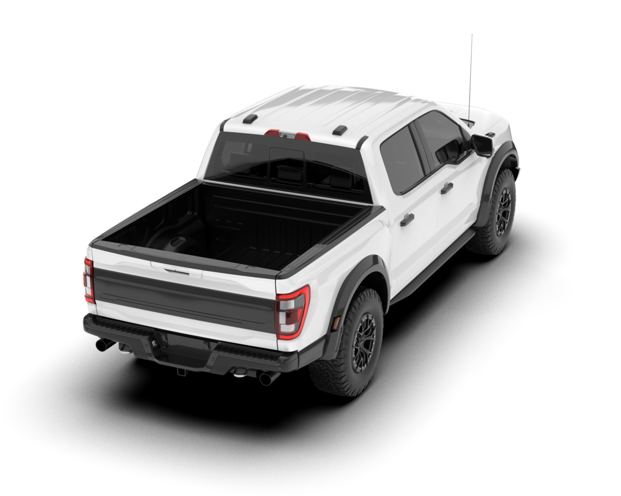 White pickup truck isolated on transparent background. 3d rendering - illustration png