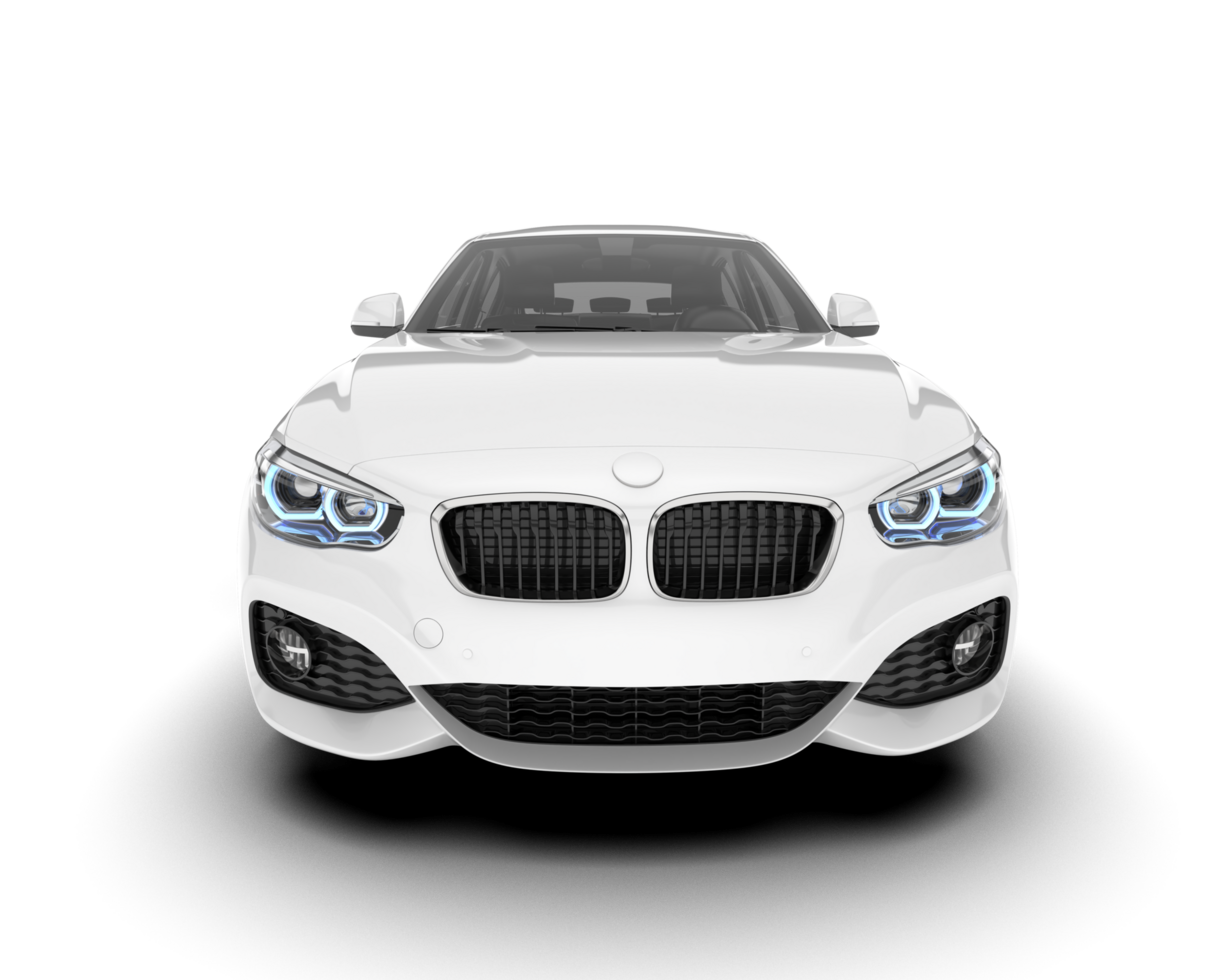 White city car isolated on transparent background. 3d rendering - illustration png