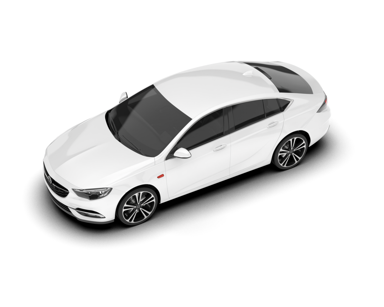 White modern car isolated on transparent background. 3d rendering - illustration png