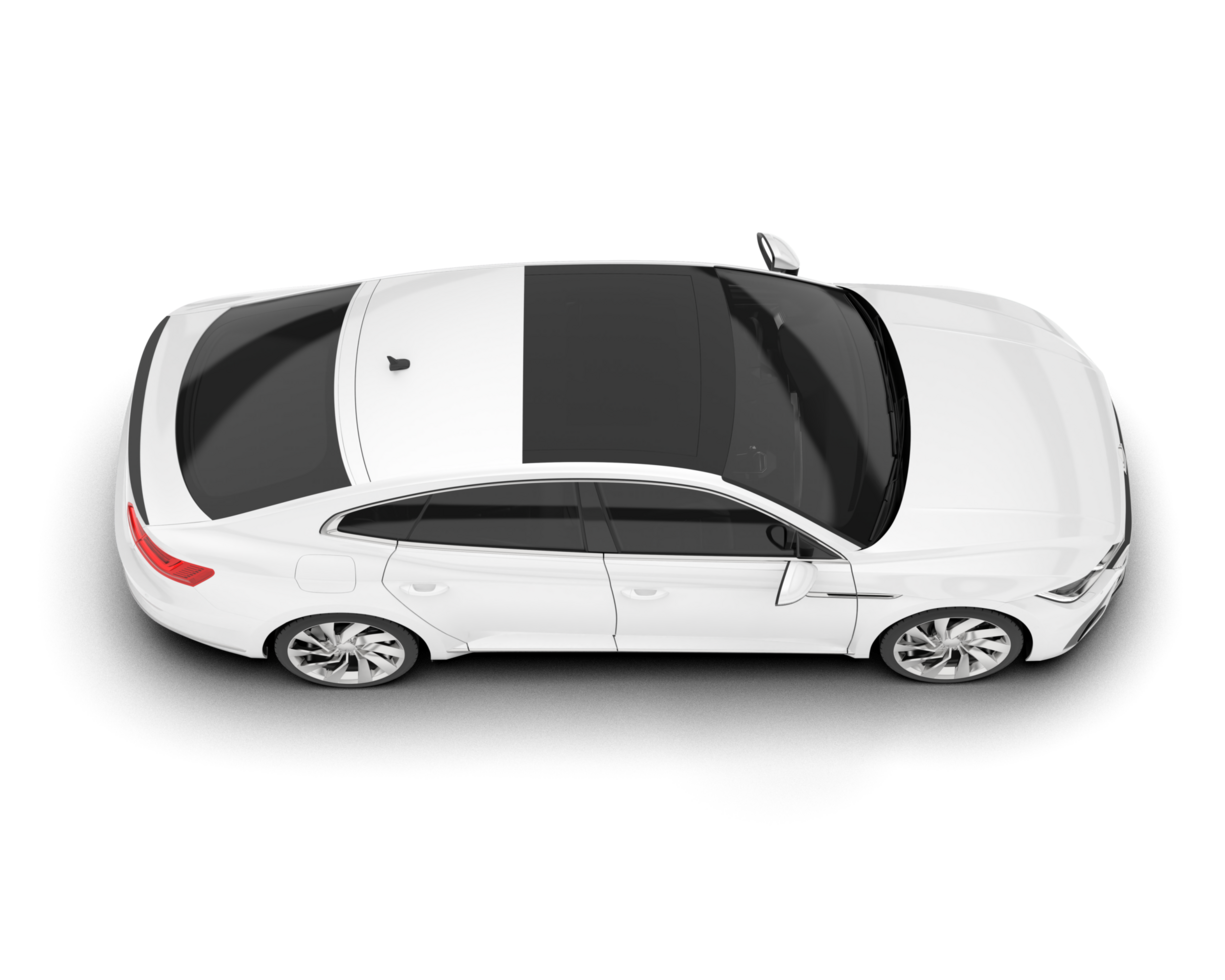 White modern car isolated on transparent background. 3d rendering - illustration png