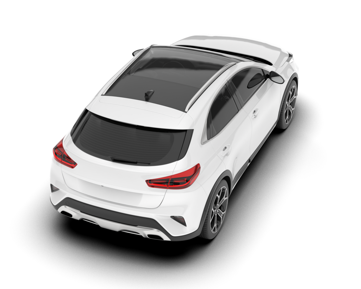 White city car isolated on transparent background. 3d rendering - illustration png