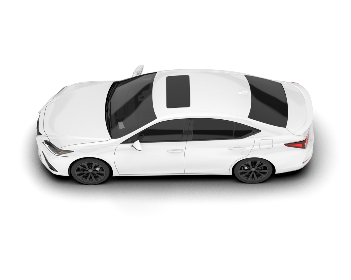 White city car isolated on transparent background. 3d rendering - illustration png