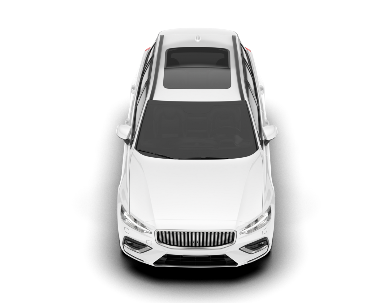 White modern car isolated on transparent background. 3d rendering - illustration png