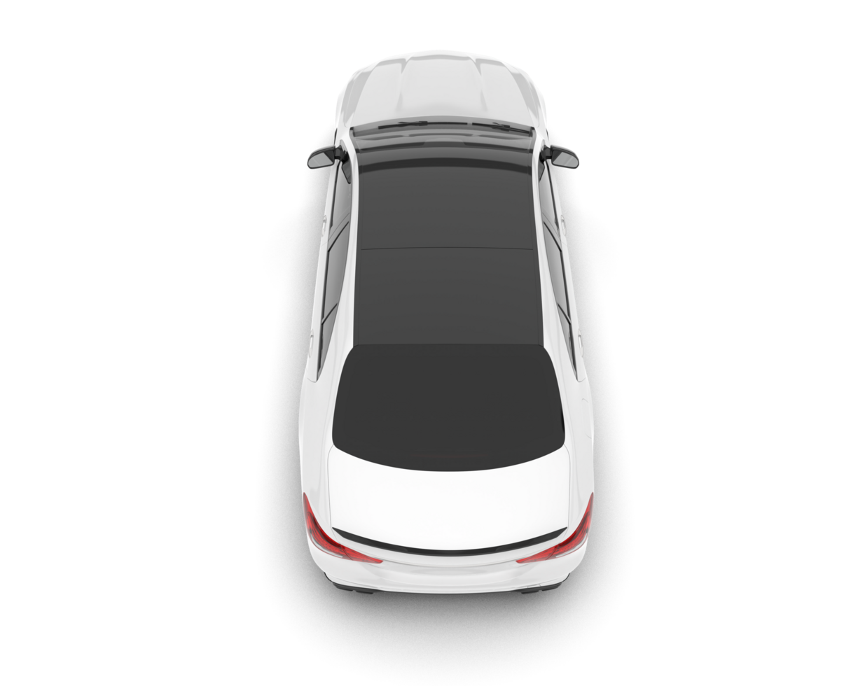 White city car isolated on transparent background. 3d rendering - illustration png
