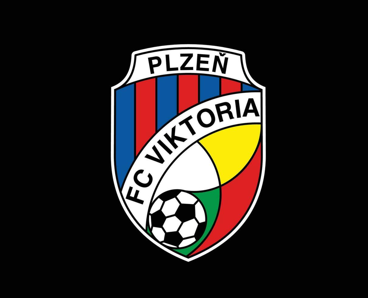 FC Viktoria Plzen Club Logo Symbol Czech Republic League Football Abstract Design Vector Illustration With Black Background