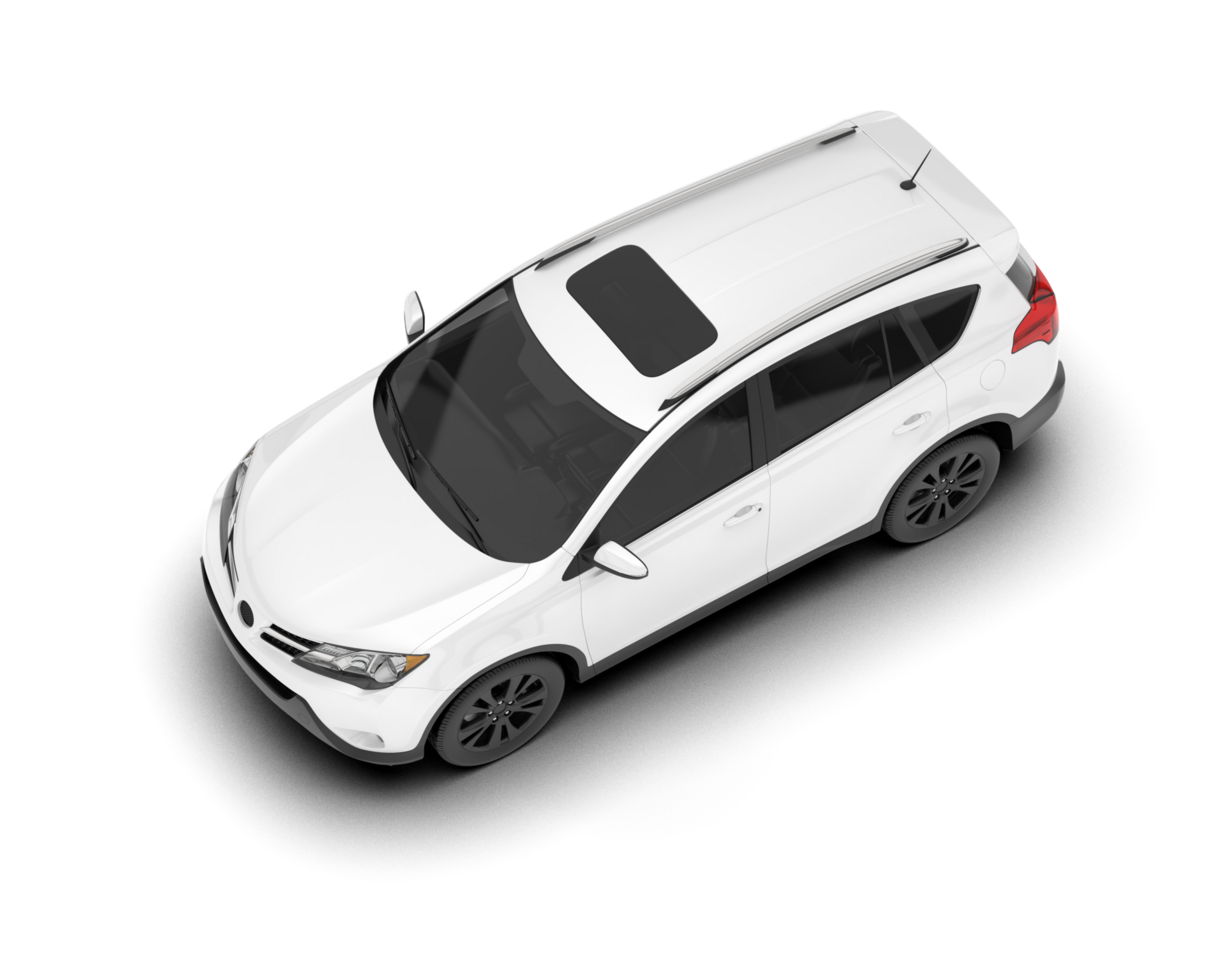 White modern car on transparent background. 3d rendering - illustration png