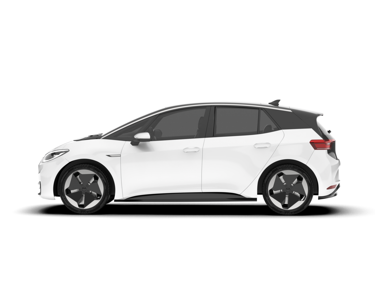 White city car isolated on transparent background. 3d rendering - illustration png