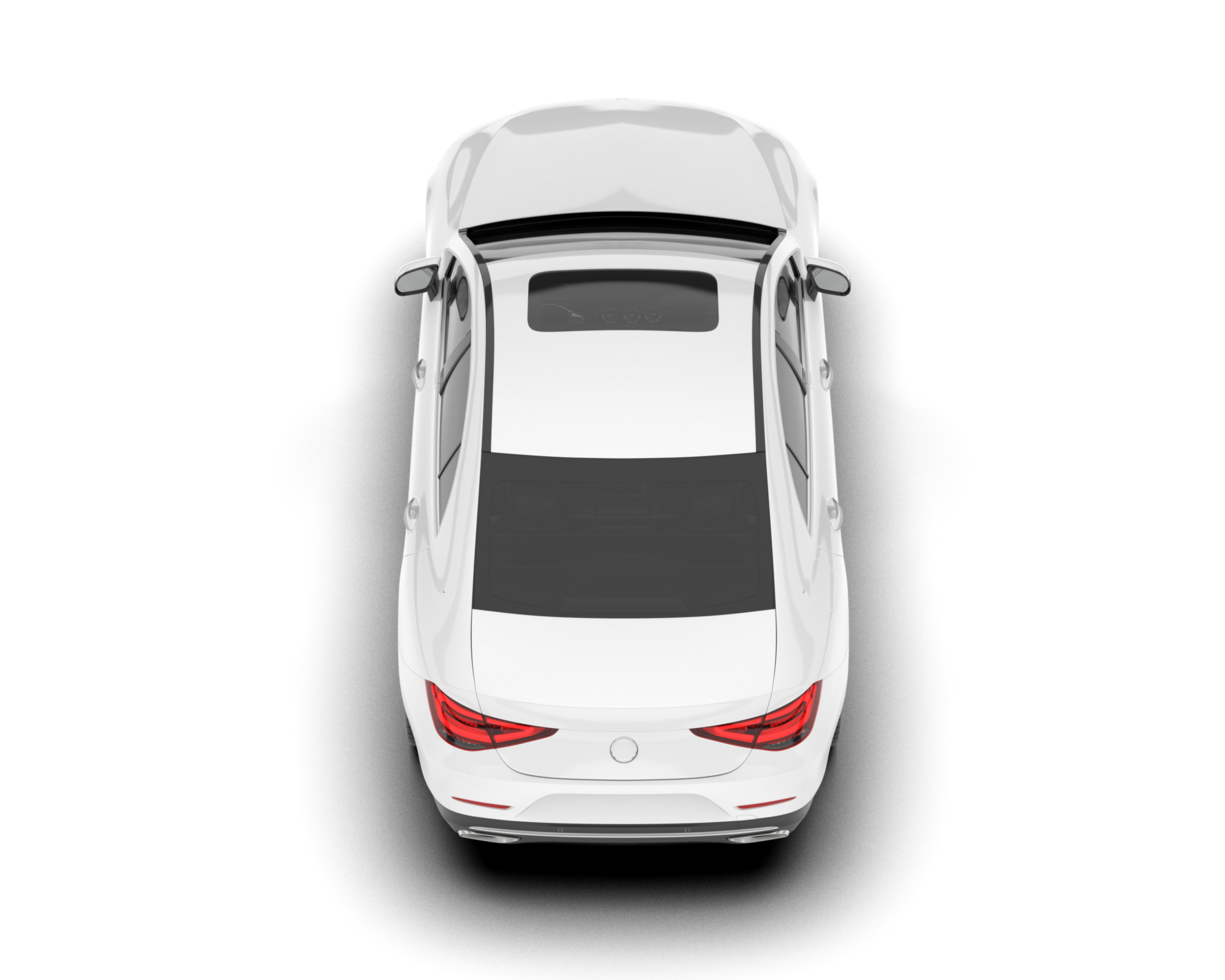 White modern car isolated on transparent background. 3d rendering - illustration png