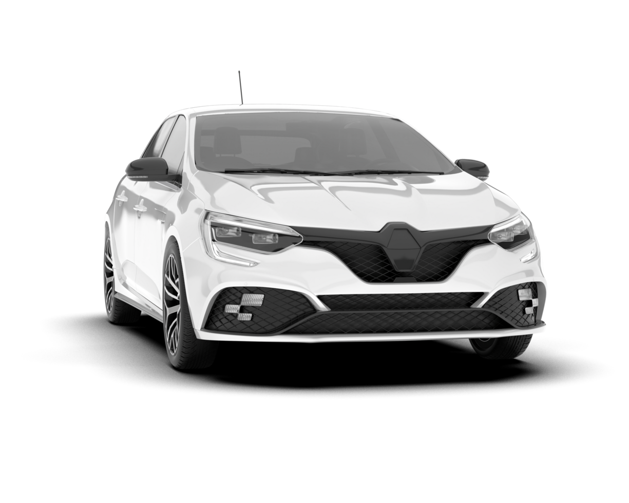White city car isolated on transparent background. 3d rendering - illustration png