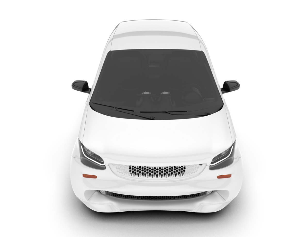 White city car isolated on transparent background. 3d rendering - illustration png