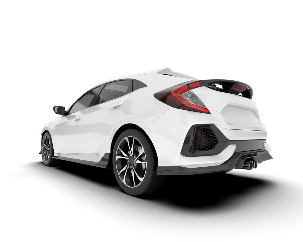 White modern car isolated on transparent background. 3d rendering - illustration png