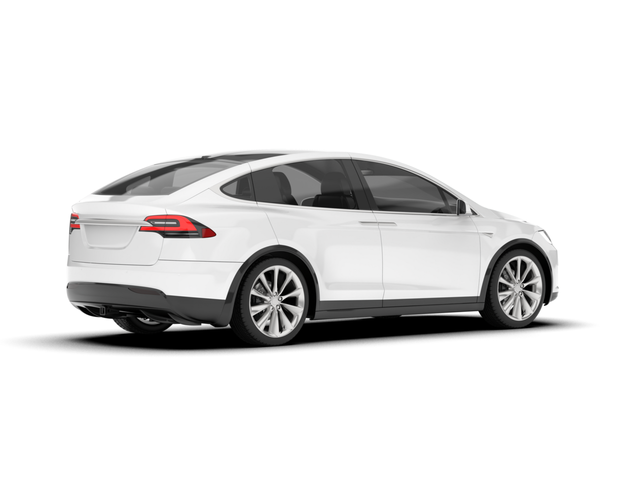 White city car isolated on transparent background. 3d rendering - illustration png