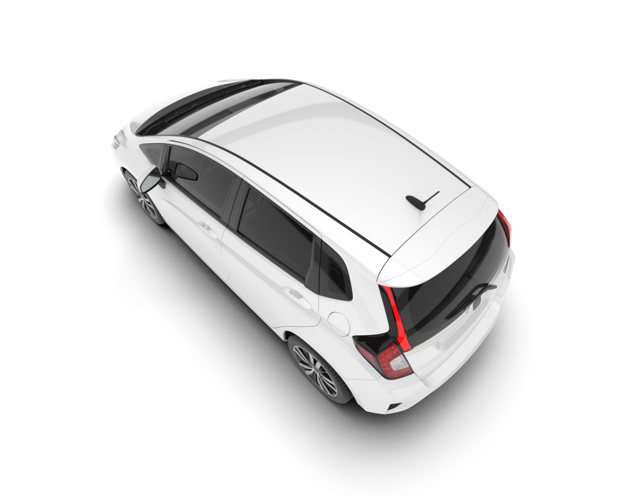 White city car isolated on transparent background. 3d rendering - illustration png