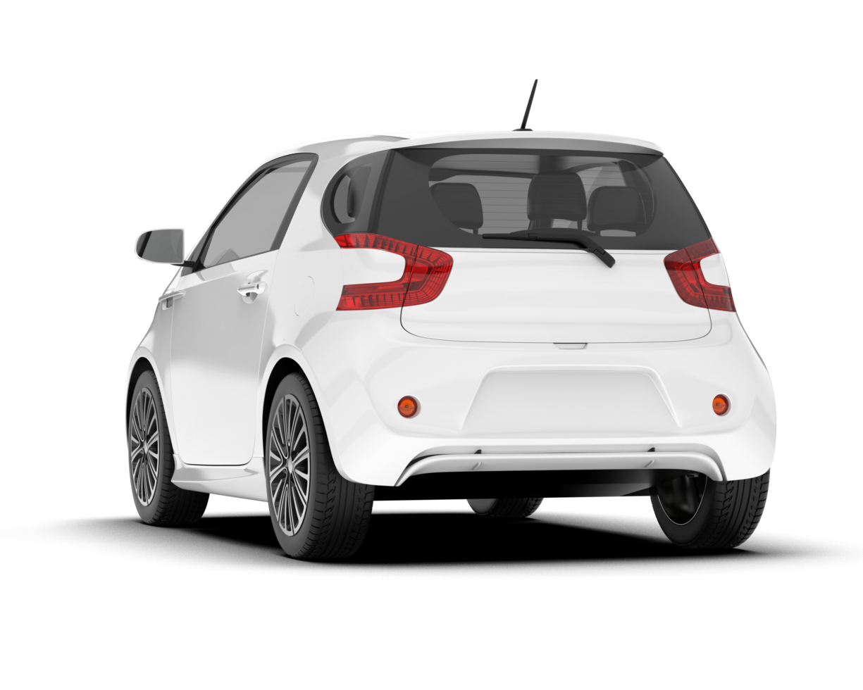 White city car isolated on transparent background. 3d rendering - illustration png