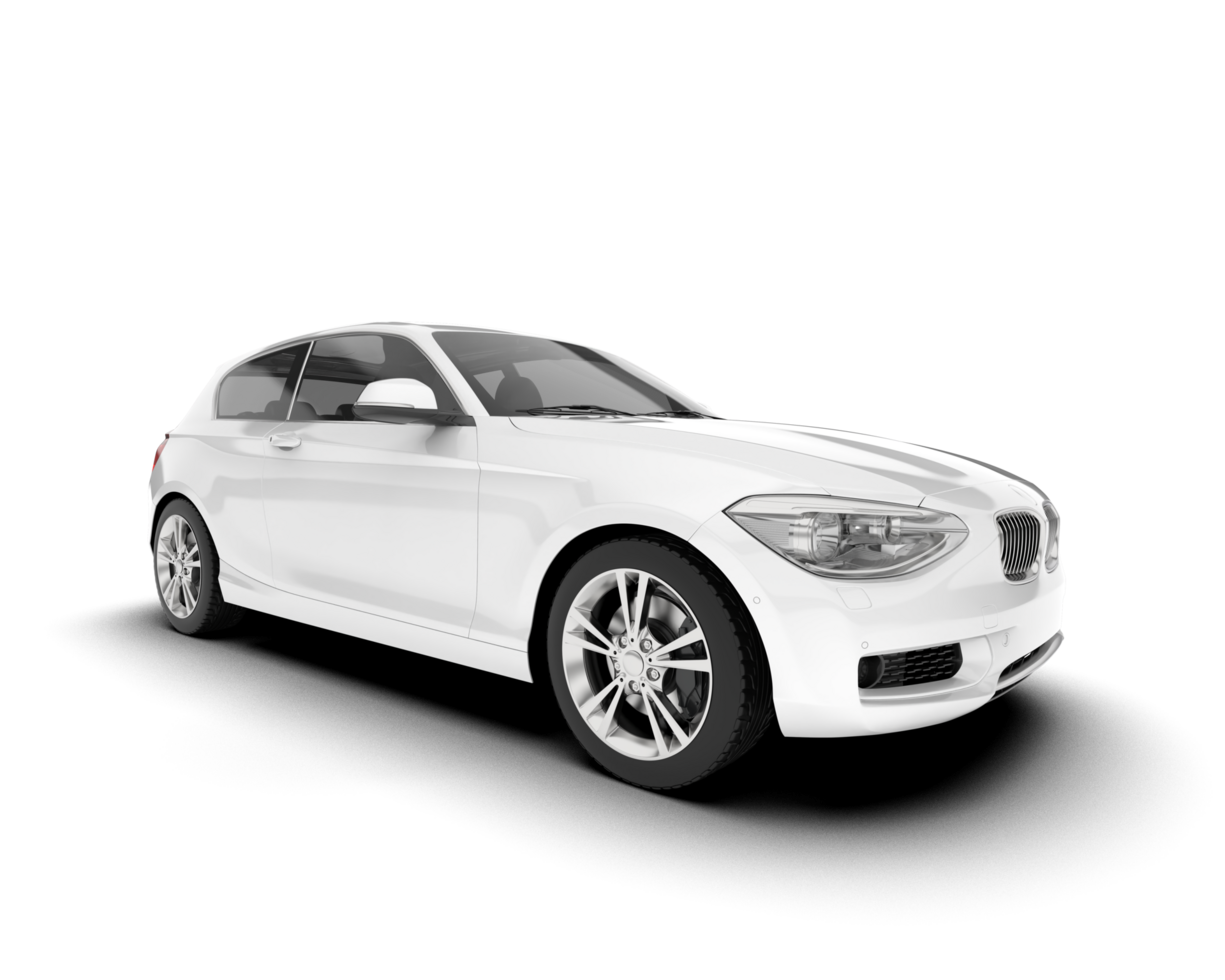 White city car isolated on transparent background. 3d rendering - illustration png
