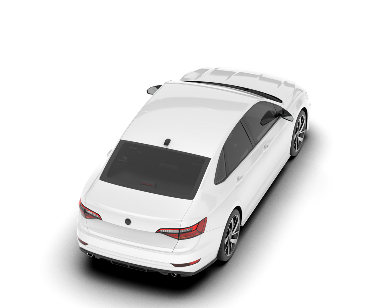 White city car isolated on transparent background. 3d rendering - illustration png