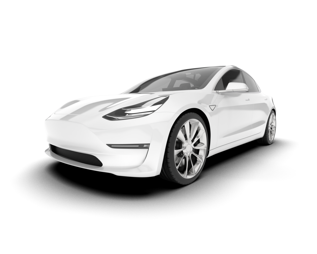 White modern car isolated on transparent background. 3d rendering - illustration png