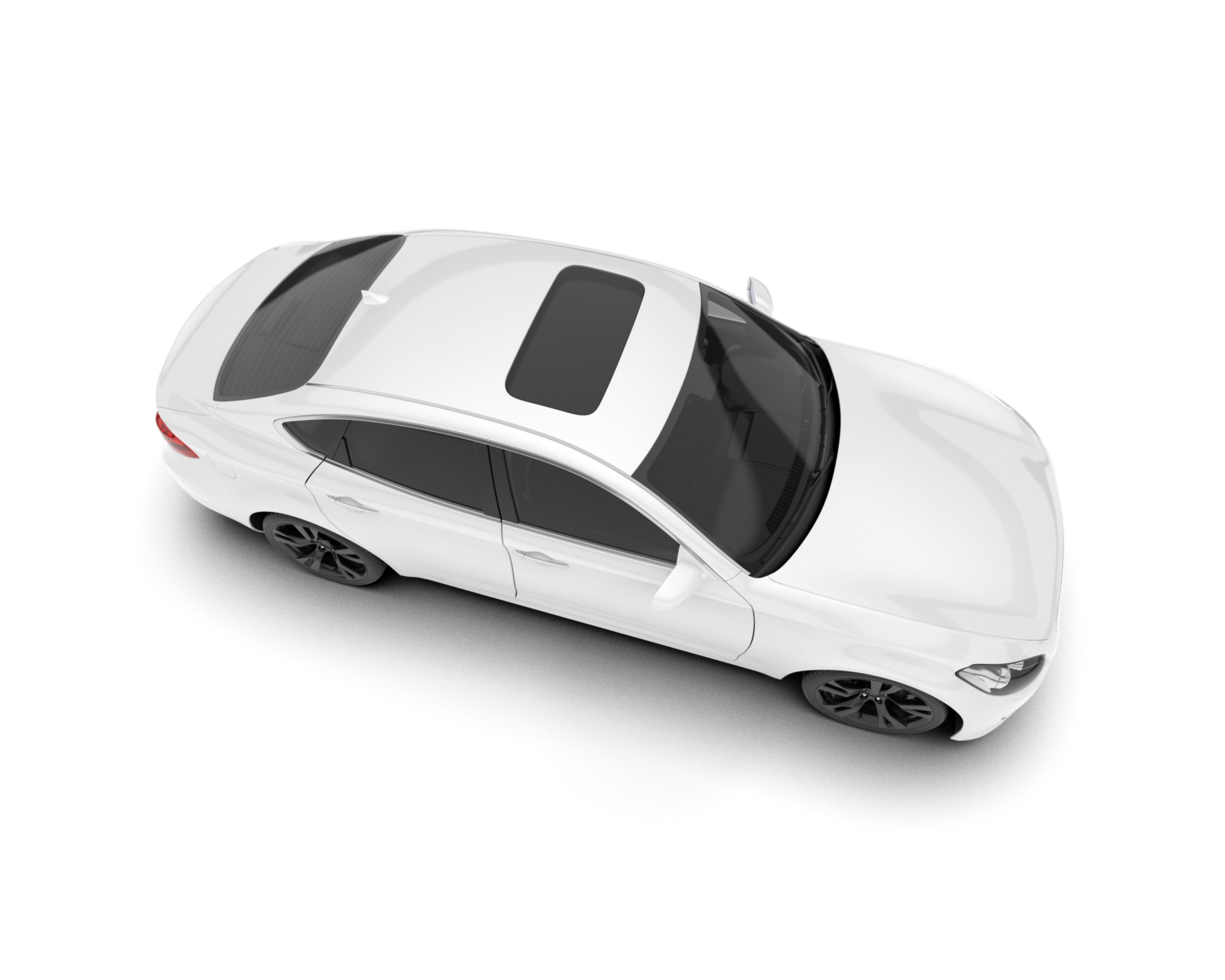 White city car isolated on transparent background. 3d rendering - illustration png