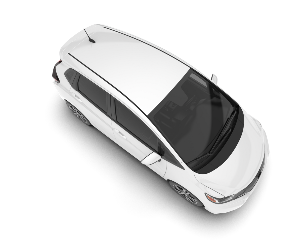 White city car isolated on transparent background. 3d rendering - illustration png