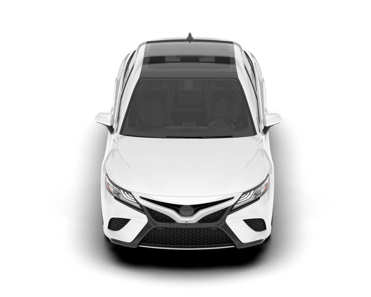 White modern car isolated on transparent background. 3d rendering - illustration png