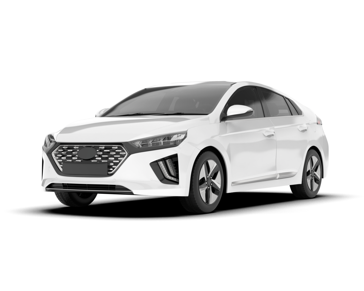 White city car isolated on transparent background. 3d rendering - illustration png