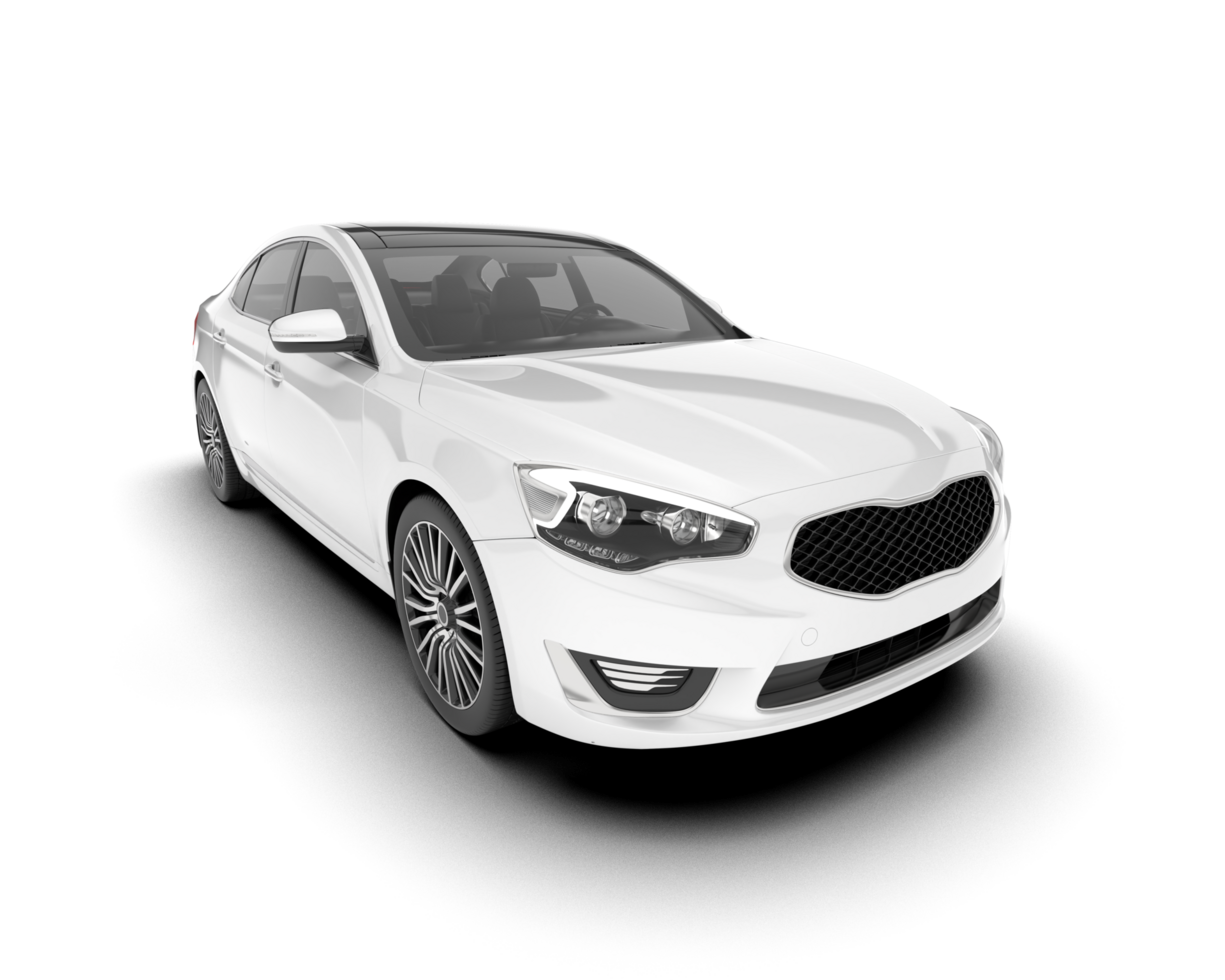 White city car isolated on transparent background. 3d rendering - illustration png