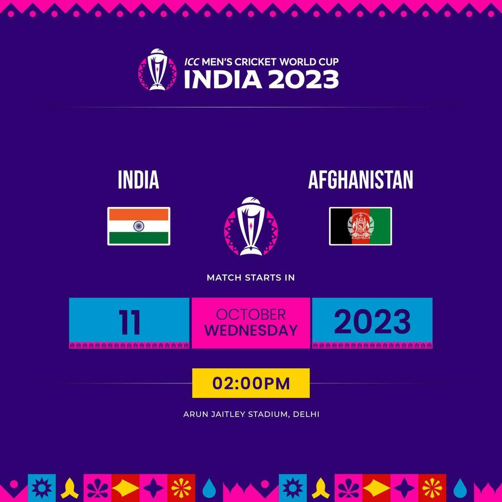 Icc Men's Cricket World Cup 2023 Schedule India Vs Afghanistan vector