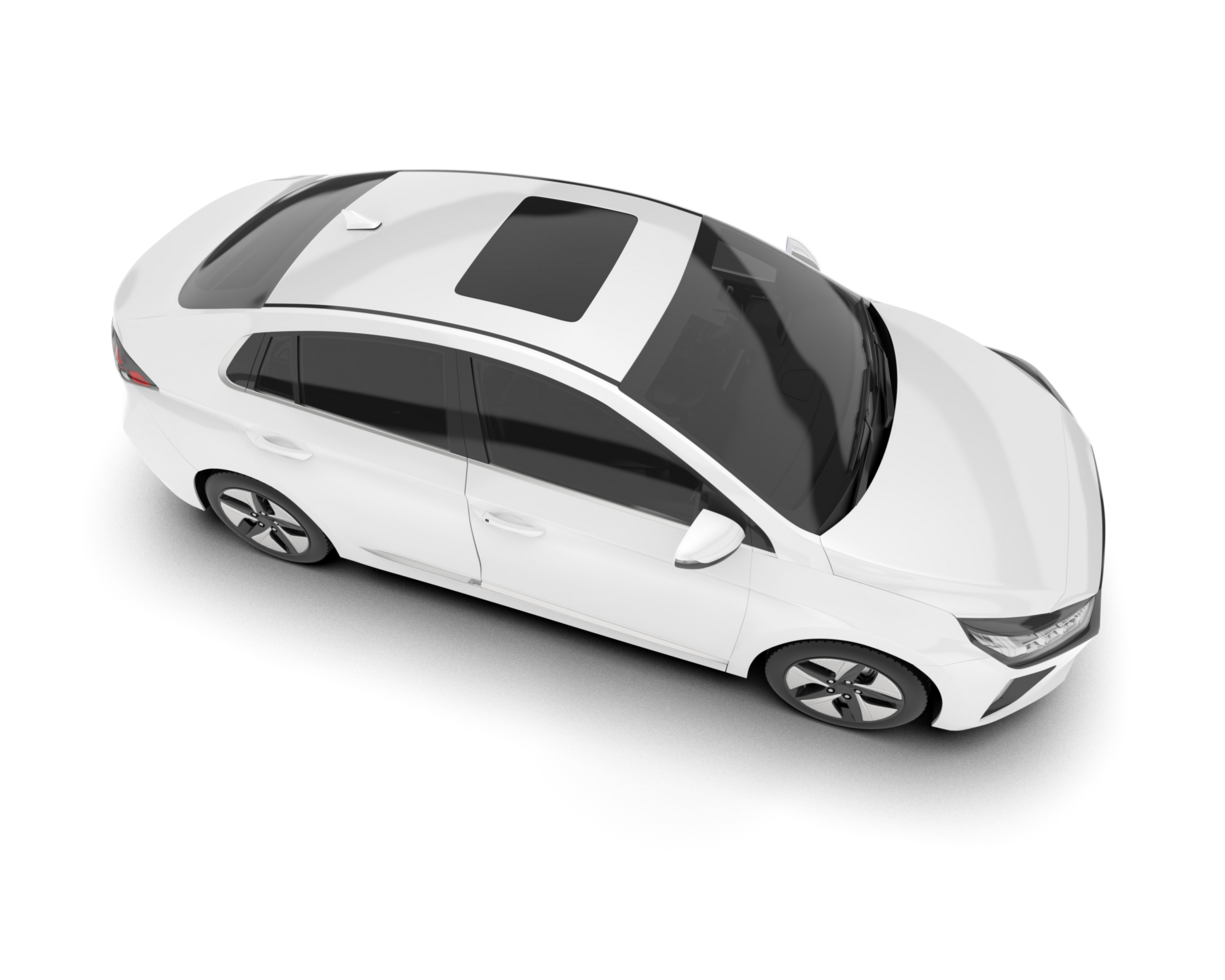White city car isolated on transparent background. 3d rendering - illustration png